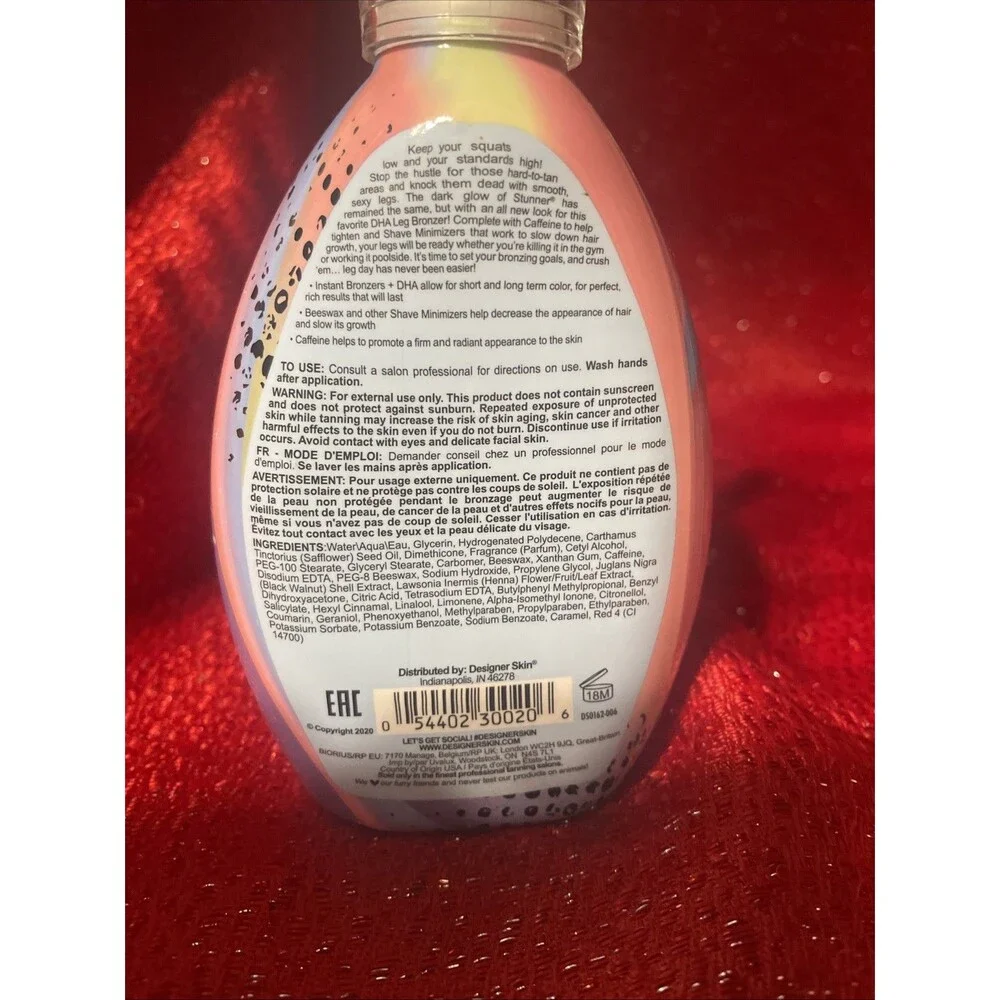 Designer Skin Stunner Leg Bronze, Shave Moisturizer, Caffeine Tanning Bed Lotion